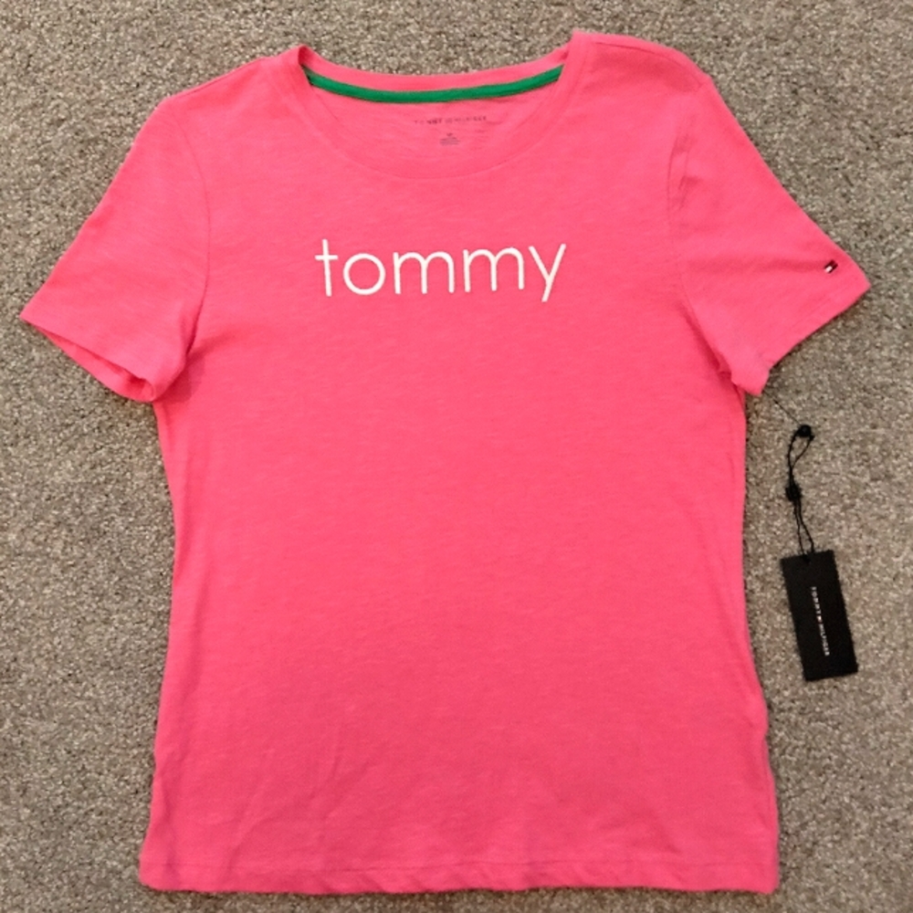 NWT Sz S Tommy Hilfiger Pink Logo T-Shirt